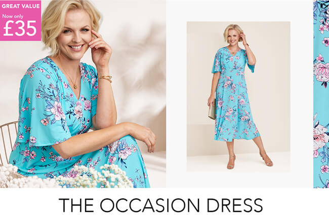 Print Pleat Bodice Occasion Dress - LS661
